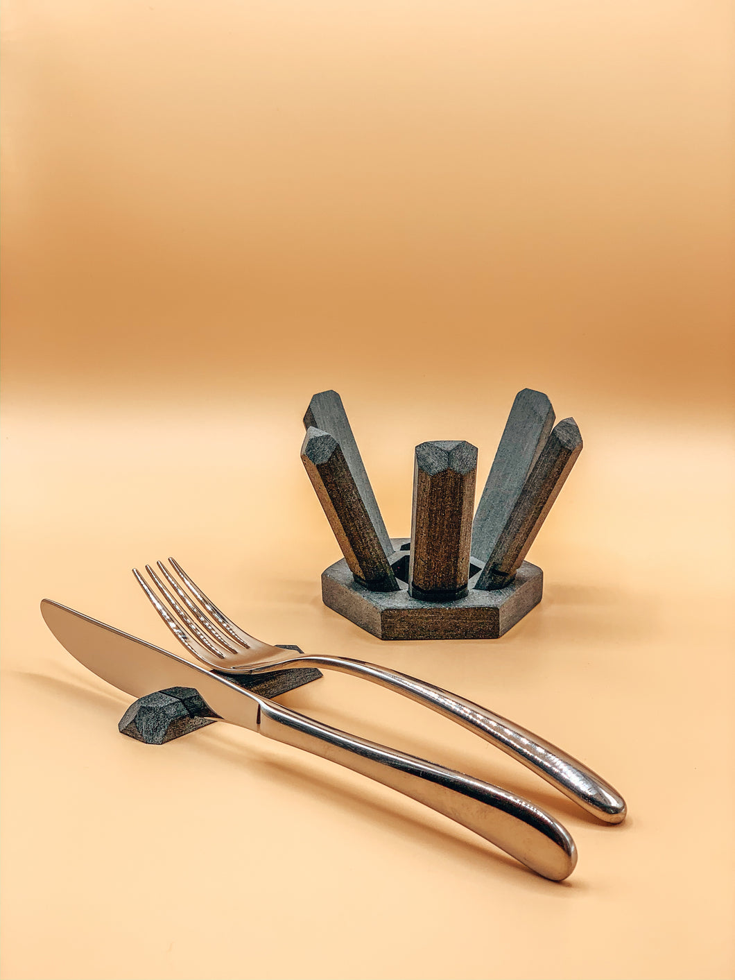 Utensil Rest® | Diamond Rest Silverware Holder | (Charcoal Color) Six Units |